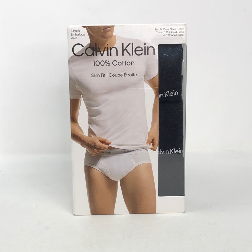 Calvin Klein Black 3-Pack Slim Fit Crew Neck 100% Cotton Men’s T-Shirts- Size M